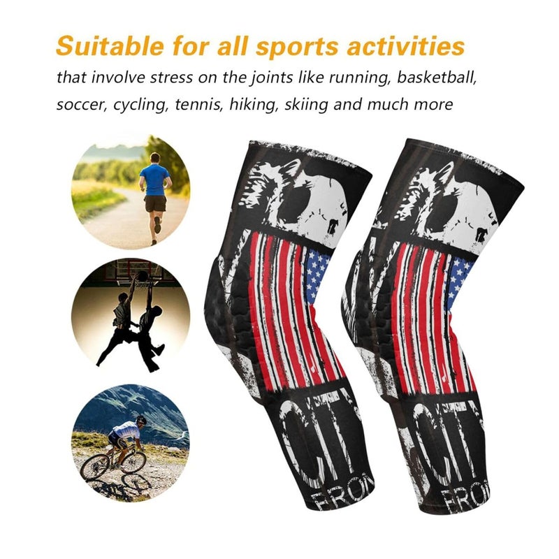 JUNZAN Youth Knee Pads for Wrestling Basketball Skull Graphic American Flag Bball Knee Pads with Sleeves Sport Knee Pad for Volleyball Football 1 Pair - Image 5